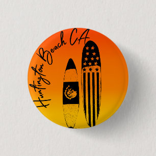 Chapa Redonda De 2,5 Cm Tablas de surf y puestas de sol de Huntington Beac
