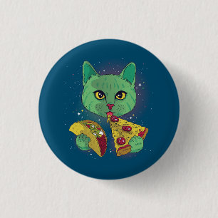 Chapa Redonda De 2,5 Cm Taco and Pizza Cosmic Space Cat