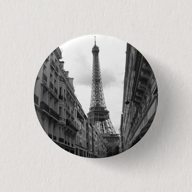 Chapa Redonda De 2,5 Cm Tarjeta de Torre Eiffel (Anverso)