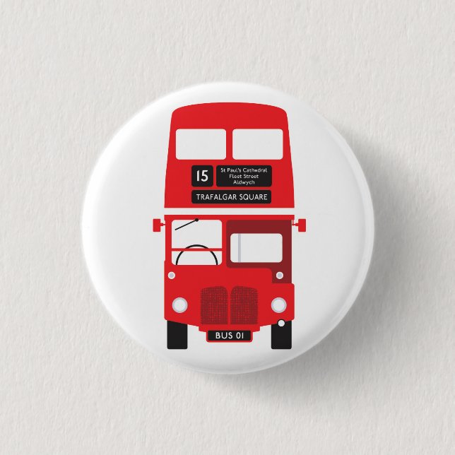 Chapa Redonda De 2,5 Cm Tarjeta roja para autobuses de Londres (Anverso)