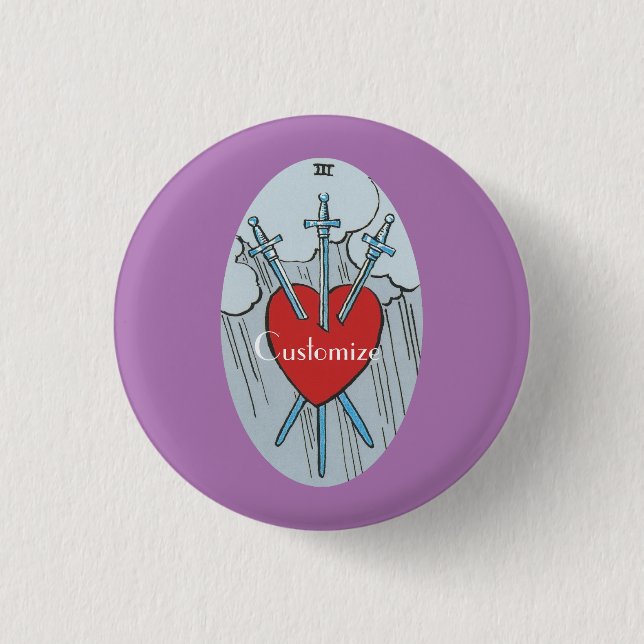 Chapa Redonda De 2,5 Cm Tarjeta Tarot 3 Espadas Thunder_Cove (Anverso)