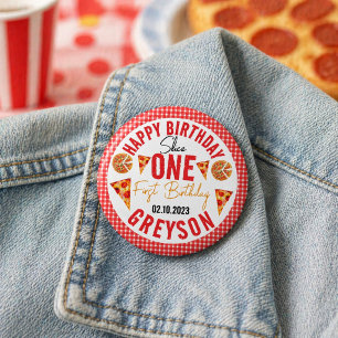 Chapa Redonda De 2,5 Cm Tarta De Cumpleaños 1er Cumpleaños De Bebé Pizza M