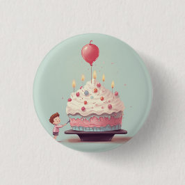Chapa Redonda De 2,5 Cm Tarta de cumpleaños, helado, insignia, pin de cump