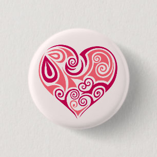 Chapa Redonda De 2,5 Cm Tatuajes tribales rosas símbolo del corazón ador