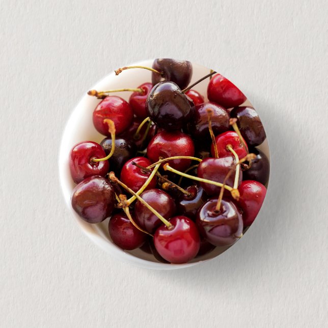 Chapa Redonda De 2,5 Cm tazón de cerezas (Anverso)