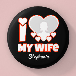 Chapa Redonda De 2,5 Cm Te amo a mi esposa personalizado: añade nombre y f