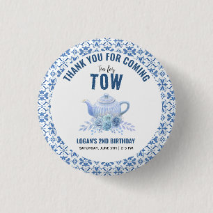 Chapa Redonda De 2,5 Cm Té para Dos – Fiesta floral de cumpleaños número 2