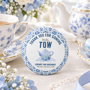 Chapa Redonda De 2,5 Cm Té para Dos – Fiesta floral de cumpleaños número 2