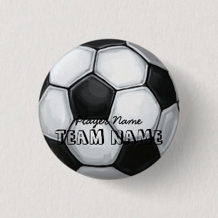 Chapa Redonda De 2,5 Cm Team Name and Number Soccer Ball
