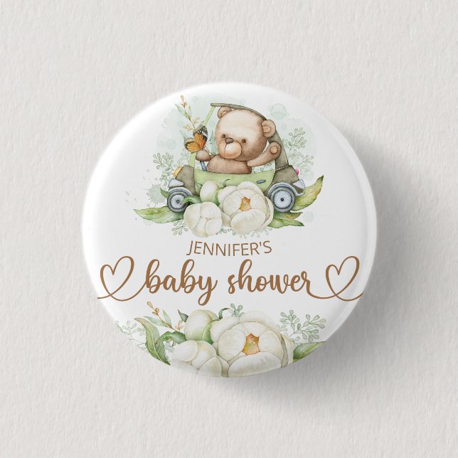 Chapa Redonda De 2,5 Cm Teddy Bear Baby Bear Baby Shower (Anverso)