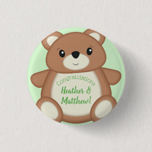Chapa Redonda De 2,5 Cm Teddy Bear Baby Shower