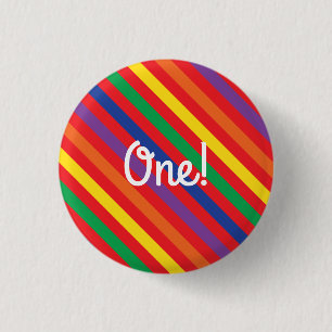 Chapa Redonda De 2,5 Cm Teddy Bear Rainbow Cute Primer Fiesta de cumpleaño