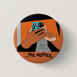 Chapa Redonda De 2,5 Cm Teléfono móvil de la madre manos cian Naranja negr