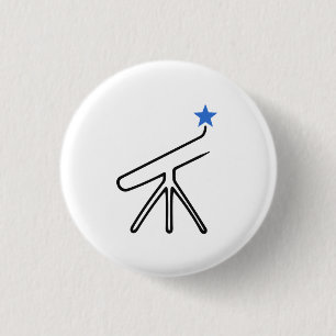 Chapa Redonda De 2,5 Cm Telescopio Dibujo en Línea con Estrella Azul