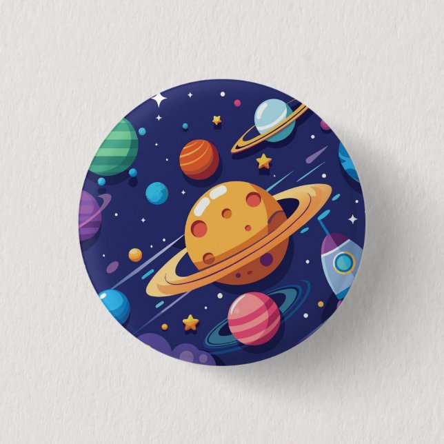 Chapa Redonda De 2,5 Cm tema de espacio y planeta (Anverso)