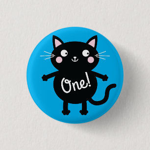 Chapa Redonda De 2,5 Cm Tema de fiesta de cumpleaños de gatito lindo para