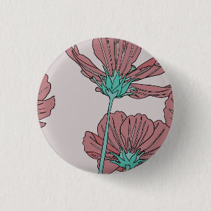 Chapa Redonda De 2,5 Cm Tema de flores, diseño de amapola