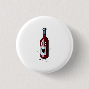 Chapa Redonda De 2,5 Cm Tema de vino, vino tinto, botella de vino