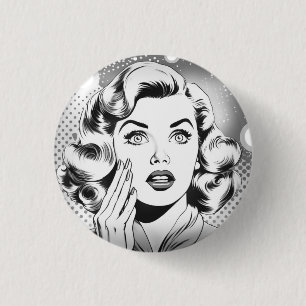 Chapa Redonda De 2,5 Cm tema/diseño retro popart