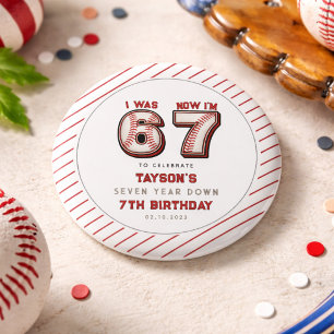 Chapa Redonda De 2,5 Cm Tenía 6, Ahora Tengo 7 – Cumpleaños de Béisbol núm