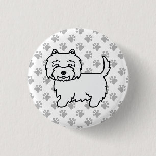 Chapa Redonda De 2,5 Cm Terrier Blanco de las Tierras Altas del Oeste Perr