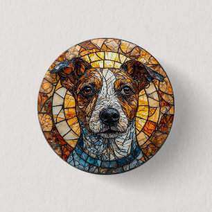 Chapa Redonda De 2,5 Cm Terrier Jack Russell Mosaico Colorido