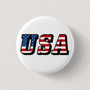 Chapa Redonda De 2,5 Cm Texto de la bandera de Estados Unidos