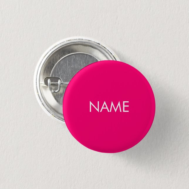 Chapa Redonda De 2,5 Cm Texto de nombre personalizado blanco rosado calien (Anverso y reverso)