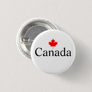 Chapa Redonda De 2,5 Cm Texto personalizado de Canadá con hoja de arce roj