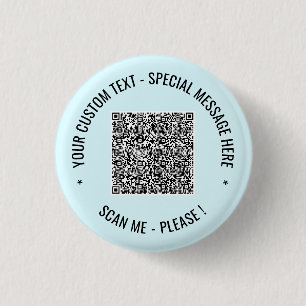 Chapa Redonda De 2,5 Cm Texto personalizado e información de escaneo de có