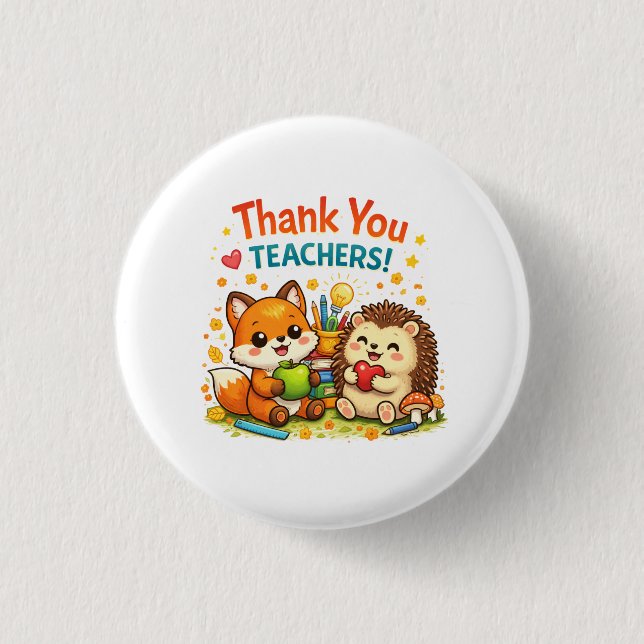 Chapa Redonda De 2,5 Cm Thank You Teachers Button  (Anverso)