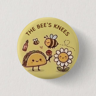 Chapa Redonda De 2,5 Cm The Bee's Knees Kawaii Taco and Bee Pun Pin Button