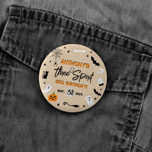 Chapa Redonda De 2,5 Cm Three Spirit! Cumpleaños de Halloween número 3 Reg