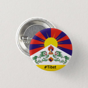 Chapa Redonda De 2,5 Cm Tibet, Leones de nieve, bandera tibetana - Los Him