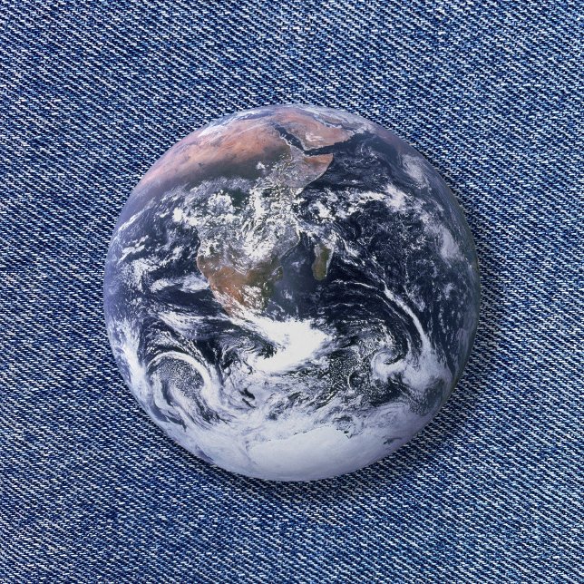 Chapa Redonda De 2,5 Cm Tierra del planeta del mármol azul (Blue Marble Planet Earth Button)