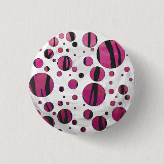 Chapa Redonda De 2,5 Cm Tigre de punto de polka con impresión rosa calient