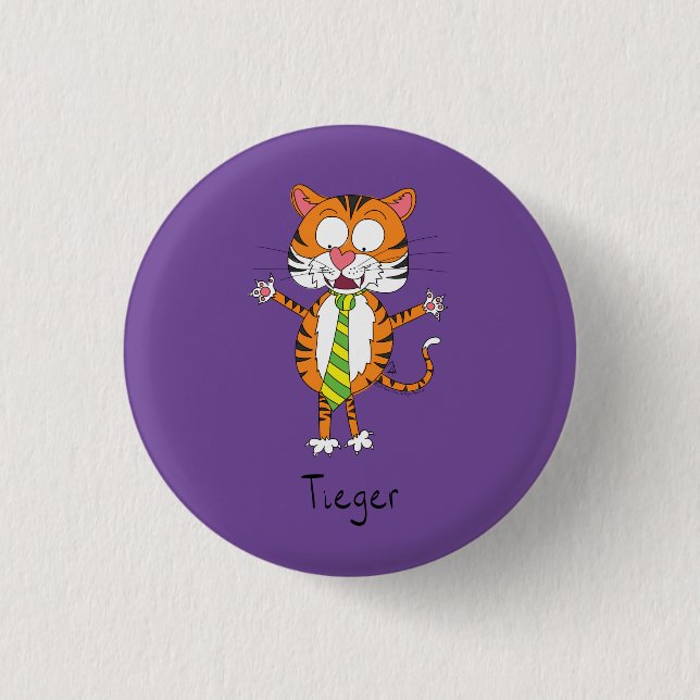 Chapa Redonda De 2,5 Cm Tigre gracioso en un niño Personalizado de empate (Anverso)