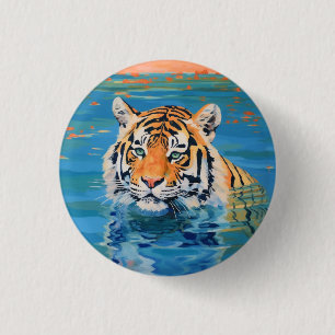 Chapa Redonda De 2,5 Cm Tigre, insignia, pin, botón, pintado, arte colorid