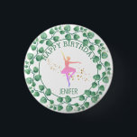 Chapa Redonda De 2,5 Cm Tiny Dancer | Pink Floral Ballet Birthday<br><div class="desc">This translucent golden dancer silhouette is leaving a trail of golden stars as she dances and twirls! Rich red and pink roses with golden glittery accents will set the tone to celebrate your little dancer! Inspiring Days Design Studio is working hard on an entire collection of products called " Dancer."...</div>