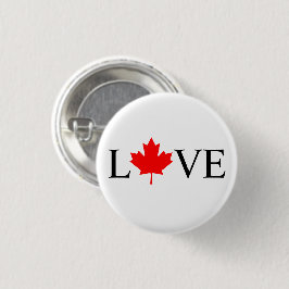 Chapa Redonda De 2,5 Cm Tipografía de amor con hojas de arce rojas de Cana