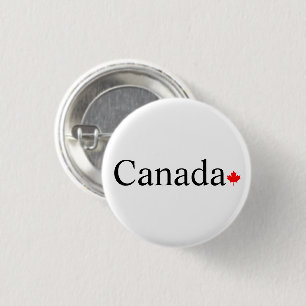 Chapa Redonda De 2,5 Cm Tipografía de Canadá con hojas de arce rojas