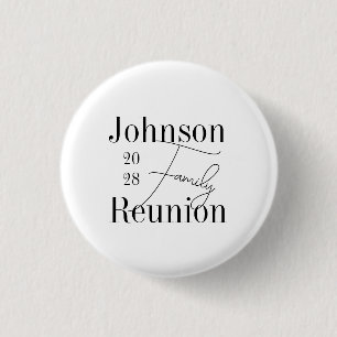 Chapa Redonda De 2,5 Cm Tipografía de reunión familiar Keepsake blanco neg