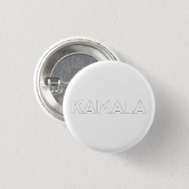Chapa Redonda De 2,5 Cm Tipografía moderna de contorno Kamala en blanco y 