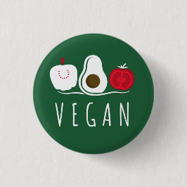 Chapa Redonda De 2,5 Cm Tipografía Vegan Vega Fruta Motifs Blanco sobre Ve