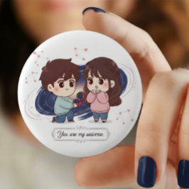 Chapa Redonda De 2,5 Cm Título: "Eres Mi Universo" Lindo par proponiendo