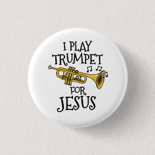Chapa Redonda De 2,5 Cm Toco Trumpet Por Jesús, Trumpetero Cristiano