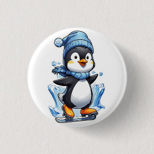 Chapa Redonda De 2,5 Cm Toma de hielo en penguin de invierno