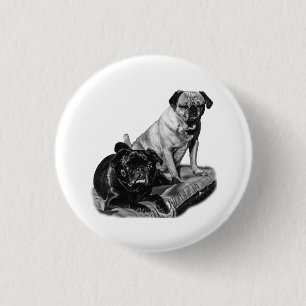 Chapa Redonda De 2,5 Cm Tonos juguetones, pin de pug