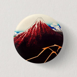 Chapa Redonda De 2,5 Cm Tormenta bajo la cima por Katsushika Hokusai