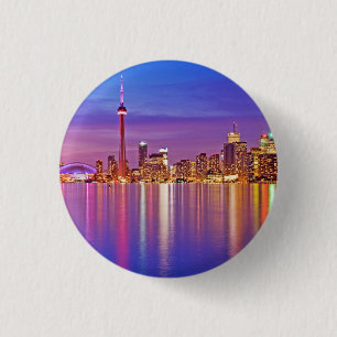 Chapa Redonda De 2,5 Cm Toronto Skyline al anochecer